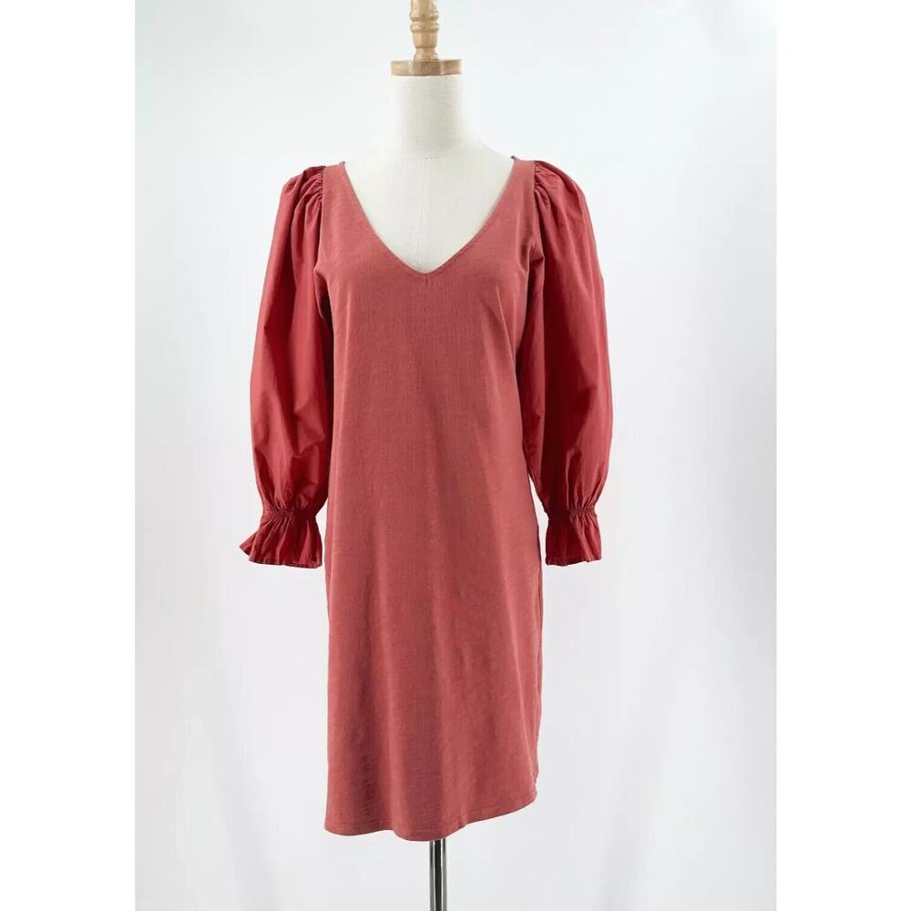 Nation LTD Balloon Sleeve Mini Dress Small Boho Chic Cottagecore Minimalist